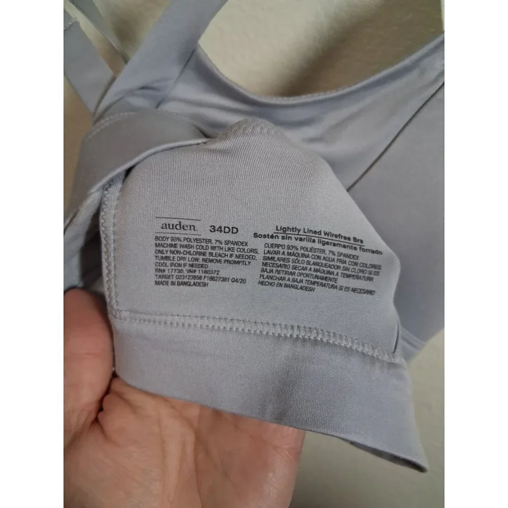 NWT Auden Bra Lined Wirefree Gray Women's Size 34DD